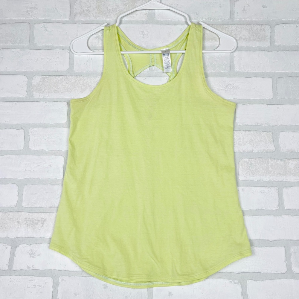 Ivivva by Lululemon Girls Lime Green Cotton Racerback Keyhole Tank Top Size 14